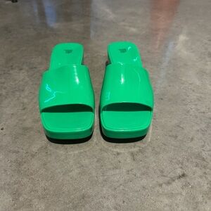 Green heeled sandals
